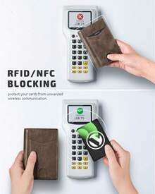 ¡RecomendadoVULKIT Tarjetero de cuero con bloqueo RFID delgado y plegable para hombres con 10 ranuras¡Top de Temporada - Cruz Negra - Ver 6