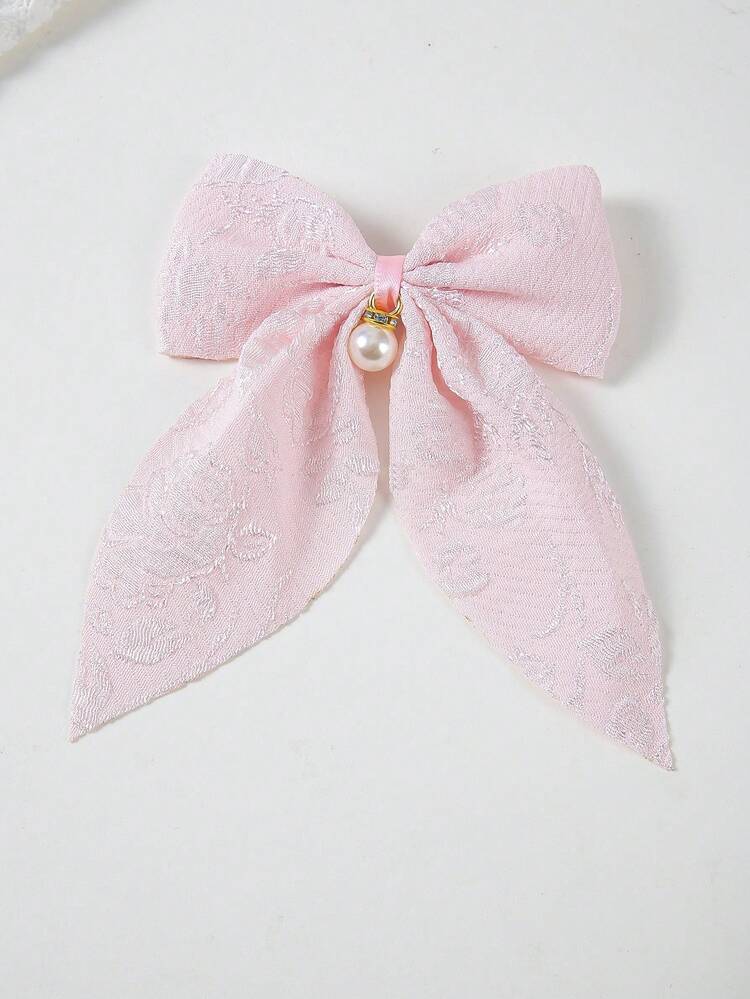 Conjunto de 7 presilhas de cabelo coloridas com laço de pérola e flores em jacquard para meninas, acessórios de cabelo com borboletas, presilhas para uso diário. - Multicolorido - Ver 4