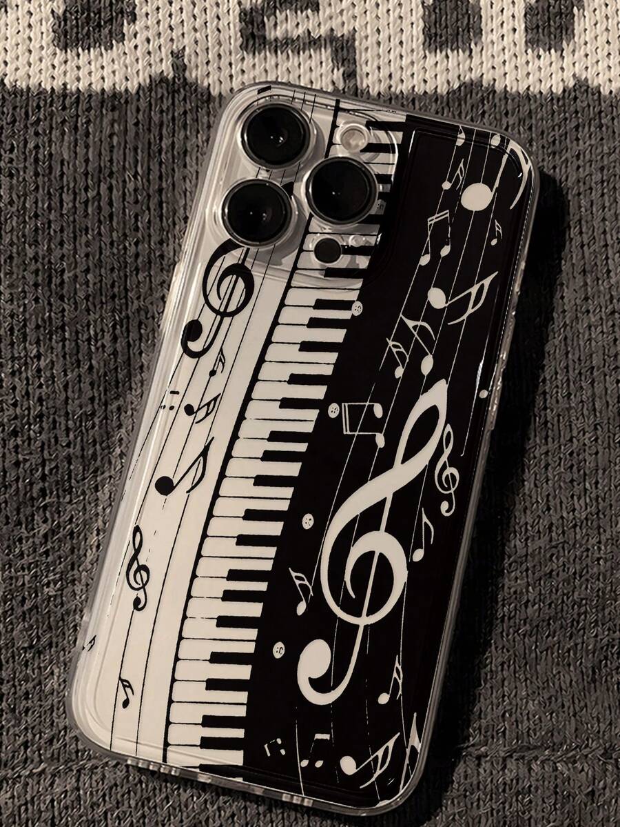 Music Note Painted Transparent Minimalist Creative Shockproof Phone Case Compatible With IPhone/ Galaxy/ - Multicolor - View 1