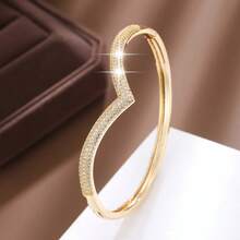 1pc Fashionable Soft Line Design Cubic Zirconia Inlaid Women Bracelet - Multicolor - View 1