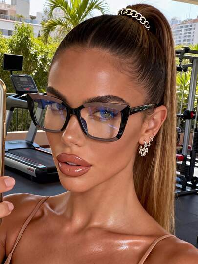 一副男女通用撞色猫眼眼镜，休闲眼镜，适合日常生活、办公、阅读、看电视、玩游戏、手机装饰