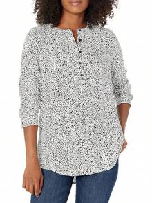 ¡RecomendadoAmazon Essentials Mujer Blusa Tejida de Manga Larga¡Top de Temporada - Leopardo blanco - Ver 3