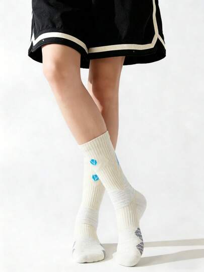 1双男士足球袜，防滑耐磨中底，运动袜，篮球袜