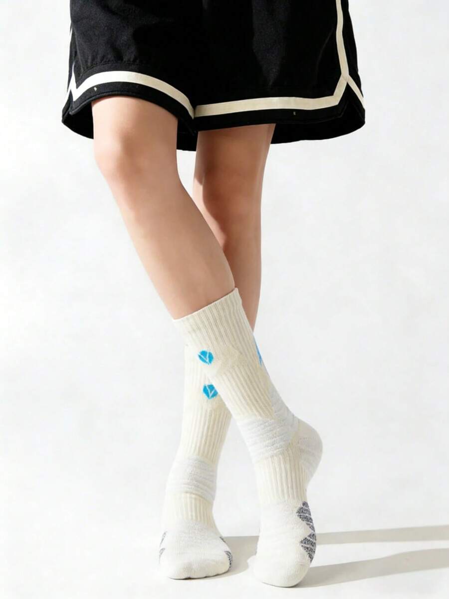 1双男士足球袜，防滑耐磨中底，运动袜，篮球袜 - 黃色 - 查看 1