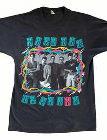 Vintage 80s 1989 New Kids On The Block NKOTB Tour Pop Rock Band Black T-Shirt M - 黑色 - 查看 1
