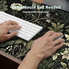 1 件花卉图案桌面垫,尺寸 31.5 x 11.8 英寸,复古花卉植物设计鼠标垫,加长游戏鼠标垫,适用于办公装饰,大尺寸笔记本电脑键盘鼠标垫,缝边设计,返校季,办公用品,桌面配件,鼠标垫 - 橄欖綠 - 查看 5