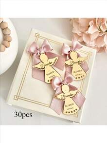 Customized Acrylic Mirror Baptism Angel Label, Personalized Gift Label, Baby Shower Name Tag, Baptism Name Tag, Return Gift Name Tag - Multicolor - View 21