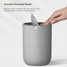 Fandy 0.58 Gal/2.2L Mini Trash Can With Lid, Swing-Top Desktop Trash Can For Bathroom, Countertop, Vanity, Desk Or Office, Small Garbage Bin (Grey) - 灰色22公升 - 查看 8