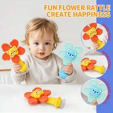 【婴儿手指玩具】婴儿吸盘手指玩具（老虎/狐狸/熊/猴子）- 纹理握柄，鼓声，摇铃声，男女宝宝圣诞礼物 - 彩色 - 查看 5