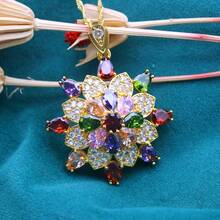 18K Gold Plated Grape Cluster Cubic Zirconia Pendant Necklace - Multicolor December Birthstone Jewelry, Sparkling Wedding/Valentine's Day Gift, Elegant Jewelry For Women All Year Round - Style 4 - View 6