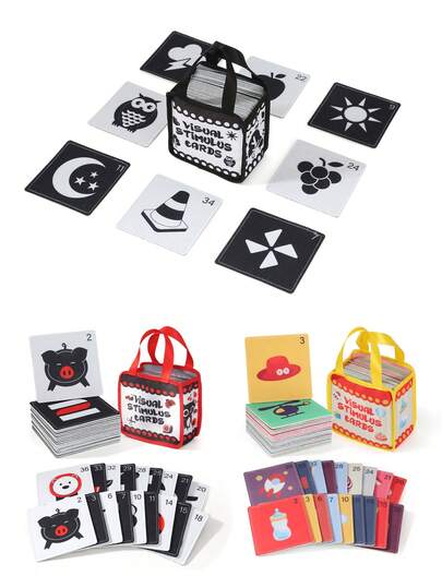 1套婴儿经典多色布艺触感闪卡，婴儿数字/形状/颜色识别手持布卡，3种图案，蒙特梭利婴儿玩具，认知启蒙，适合儿童节礼物和日常早教