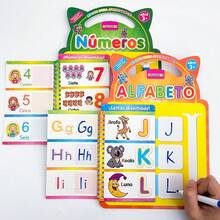 Erasable Spanish Alphabet & Numbers Practice Book Set Kids Preschool Spanish Educational Learning Workbook Reusable Dry Erase Writing Activity Book - Multicolor - View 3