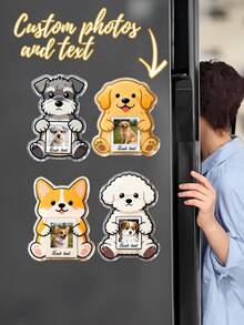 1pc Customized Pet Photo Refrigerator Magnet | Dog Souvenir | Acrylic Material | Pet Enthusiast Gift | Emotional Souvenir | Christmas And Birthday Gift Selection - Multicolor - View 1