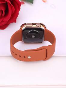 二合一运动硅胶表带和表壳套装，兼容 40mm、41mm、42mm、44mm、45mm、46mm 和 49mm 尺寸的 表带和表壳。柔软舒适的硅胶表带搭配铆钉表扣。防震防刮的硬质 PC 材料和钢化玻璃保护膜一体成型。兼容 Series Ultra/11/10/9/8/7/6/5/4/SE。男女通用智能手表表带和表壳套装。 - 棕色錶帶+玫瑰金殼 - 查看 4