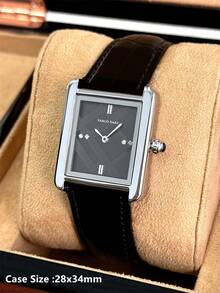 Pablo Raez 1件装原创女士腕表，魅力复古女士腕表，不锈钢银色防褪色表盘，时尚设计，50米防水，水钻条纹表盘，女士休闲石英表，黑色皮表带，真条刻度，清晰白色表盘，AAA级女士腕表，适合日常佩戴，教师礼物，送给母亲或女朋友的礼物，派对装饰的流行款式，毕业典礼结婚礼物 - 銀色 - 查看 3