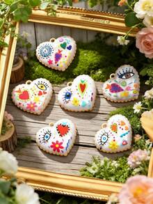 2/50pcs Random Multi-Color Fashionable Dark Heart & Devil's Eye Pendant, Suitable For DIY Necklace, Bracelet, Earring, Keychain, Phone Chain, Couple Gift Jewelry Making - Multicolor - View 7