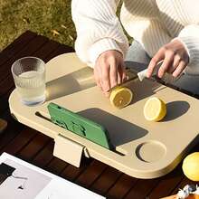 Aimall Outdoor Picnic Basket Camping Portable Handheld Storage Basket With Lid Foldable - Khaki - View 10