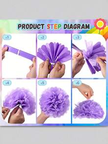 18 piezas Juego de bolas de flores de papel multicolor, Kit de pompones de papel de seda, Decoración de fiesta temática Bolas de flores de papel, Bolas de papel de seda Decoración DIY para boda, cumpleaños, decoración del baño nupcial, despedida de soltera, fiesta de cumpleaños, decoración festiva, adornos elegantes, pompones de papel de seda, decoración colgante - Multicolor - Ver 9