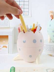 Large-Capacity Cartoon Desktop Pencil Case For Eyebrow Pencils, Cosmetic Pencil Organizer, Modern And Simple Stationery - Multicolor - View 3