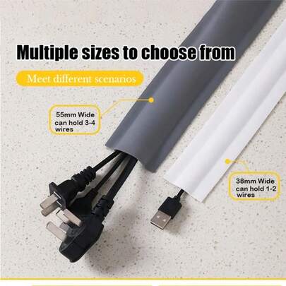 1 Roll 3 Meters X 5.5CM Floor Cable Protector, PVC Cable Protector Strip, Self-Adhesive Wear-Resistant Cable Organizer For Floor, Wall, Desk, Hides Network Cables, Prevents Messy Wiring, Open-Type Cable Trunking