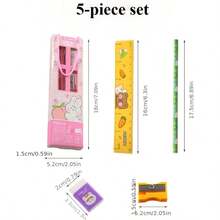 10套铅笔文具礼盒，每套包含5件学习用品：2支铅笔、1个卷笔刀、1块橡皮、1把尺子；卡通图案，可作为学习和考试奖励、节日礼物、办公用品、文具、生日礼物。 - 10套卡通鉛筆套裝隨機款 - 查看 3