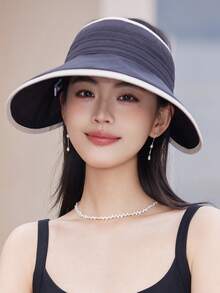 1pc Women's Solid Color Visor Hat, Minimalist Casual Fashion Versatile Baseball Cap, Lightweight Breathable For Outdoor Sports, Vacation, Commute, Adjustable Sun Hat, Suitable For Daily And Holiday Use, Hair Exposed - Solid Color - View 6