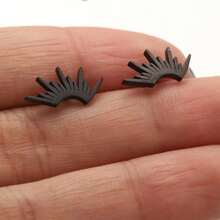 一对迷你圣诞雪花耳钉，不锈钢伞形小耳环，可爱时尚饰品，派对礼物 - 銀色 - 查看 4