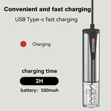 Feizsmile Electric Wine Bottle Opener, Rechargeable Wine Opener For Red Wine, USB Charging One-Button Automatic Wine Bottle Opener, Suitable For Wine Lovers Gift, Home Kitchen Party Bar Wedding Use (Stainless Steel Finish)! - Multicolor - View 4
