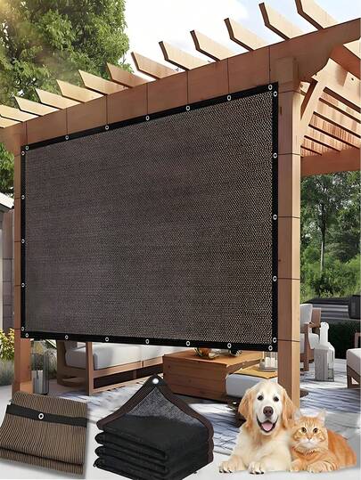 1件装户外遮阳网帘，高品质遮阳布围栏，带孔眼 - 防撕裂，易于安装，适用于阳台、庭院和泳池 - 提供出色的遮阳、遮挡和隐私保护，带包边和孔眼，坚固耐用的遮阳网帘，适用于庭院、阳台、屋顶、车棚、植物遮荫、温室、狗屋、凉亭等。具有隔热和除湿功能。