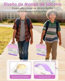 ¡RecomendadoLonchera Bento Niño, Bento Box Kids de 4 Compartimentos, Lonchera para Niños a Prueba de Fugas con Asa, con Tenedor y Cuchara, Contenedor de Bocadillos de Frutas para la Escuela y Picnic (Púrpura)¡Top de Temporada - Amarillo - Ver 3