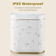 Bathroom Trash Can With Lid Automatic 2 Gallon Motion Sensor Garbage Bin, 7.5 Liter Smart Trash Bin With Stripes, Plastic Garbage Can, Narrow Trash Can For Bedroom, Office, Bathroom - Golden - View 7