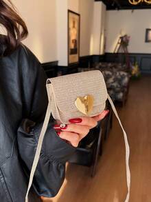 1pc Fashionable Shiny Shoulder Bag With Flap Magnetic Closure, Suitable For Daily Use - A - View 5