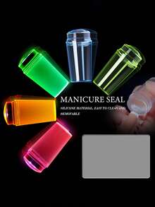 Ransparent Nail Stamper With Scraper Fast And Easy French Nails Manicuring Kits Nail Art Stamping Tool Set - Multicolor - View 3