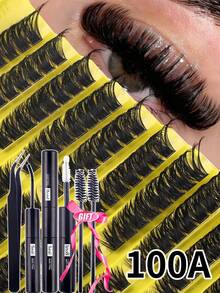 180/160pcs Cluster False Eyelashes Set, Includes Glue, Sealer, Tweezers, Lash Brush, Mixed Style Lash Book, Easy To Use, Travel Friendly, Soft & Natural Lash Extension Kit, Beginner Friendly, High Volume Fluffy Classic Lash Set, DIY At Home, Thick Fake Lashes For Professional, Daily, Wedding, Party, Costume Makeup - Multicolor - View 10