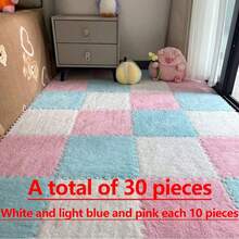 10pcs, 30cm, 60cm Plush Patchwork Rug Tiles, Bedroom Square Decorative Floor Mat, Bedside Cute Carpet, Thick Foam Floor Pad, Odorless Soft Interlocking Floor Protector Mat, Multi-Color Patchwork Rug, Comfortable Room Floor Mat, Suitable For Bedroom, Study, Living Room, Balcony - Plush Floor Mat - View 26