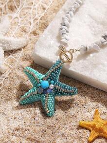 1pc Handmade Beaded Necklace With Natural Stones, Seashell Pendant, Bohemian Style, Suitable For Women, Beach, Vacation, Casual Wear - Scallop - View 6