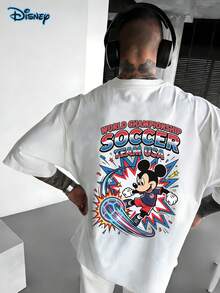 Disney Mickey Mouse T-Shirt Made Of 100% Cotton,Men's Summer Clothes, Retro Mickey Mouse Soccer Sweatshirt, Disney World Sweatshirt, 220g Pure Cotton Disney Printed Round Neck Short Sleeved T-Shirt, Disney Shirt, Streetwear,Y2k Clothes, American Football T-Shirt, Suitable For Gatherings, Daily Wear, And Vacations, Football Enthusiasts, Football Matches, Perfect Gifts - trắng - Xem 1