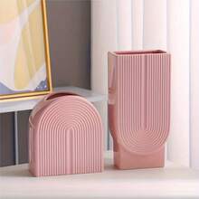 Vase en céramique rose géométrique moderne - Décoration d'intérieur - Taille unique - Voir 8