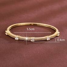 1 pièce Bracelet minimaliste pour femmes avec design géométrique à points et incrusté de zirconium cubique - Multicolore - Voir 9