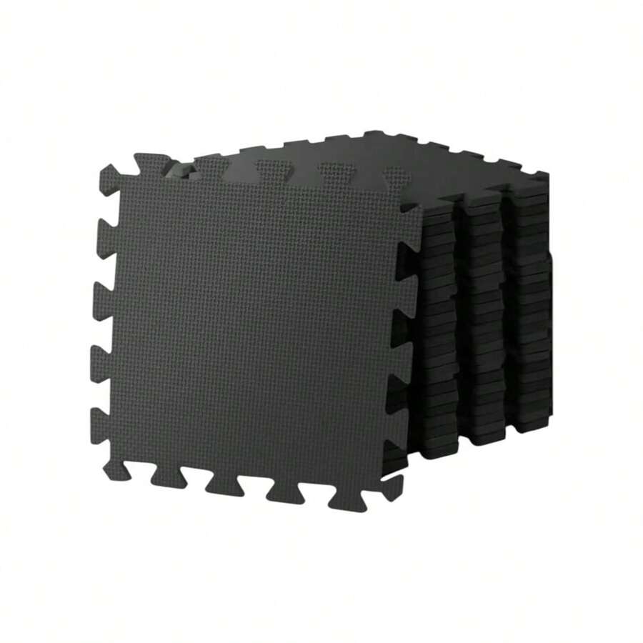 Esterilla Puzzle para Suelos de Gimnasio y Fitness Esterilla de Suelo, Suelo Tatami Puzzle Premium, 9/18 unidades, Esterilla Suelo Gimnasio Puzzle Espuma EVA 30x30 cm, Alfombrillas Acolchadas Antideslizantes - Negro - Ver 1