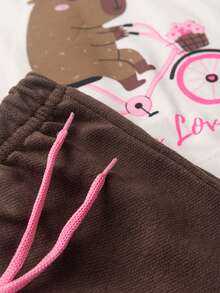 "Capy Lovers" Girl's Set – Capybara T-Shirt With Comfortable Shorts - Nhiều màu - Xem 5