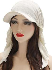 1件欧美新款破洞条纹头巾帽，无檐遮阳帽，轻便多功能头巾帽 - 多色 - 查看 4