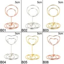 10pcs Romantic Heart Shape Place Card Mini Metallic Photos Clips Paper Clamp Clamps Stand Table Numbers Holder Wedding Supplies - Orange (1 Piece) - View 10