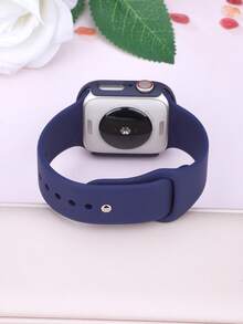 二合一运动硅胶表带和表壳套装，兼容 40mm、41mm、42mm、44mm、45mm、46mm 和 49mm 尺寸的 表带和表壳。柔软舒适的硅胶表带搭配铆钉表扣。防震防刮的硬质 PC 材料和钢化玻璃保护膜一体成型。兼容 Series Ultra/11/10/9/8/7/6/5/4/SE。男女通用智能手表表带和表壳套装。 - 午夜藍 - 查看 7