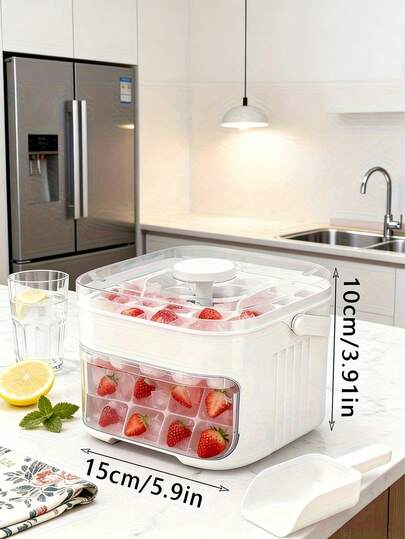 50-Cavity Large Capacity Ice Cube Tray, Fruit Drink Accessories, Refrigerator Accessories, Kitchen Essential Tool, Beverage Cooler, Exquisite Ice Cube Mold - Includes Ice Scoop, No Electricity Required, Ideal For Christmas And Party Drinks