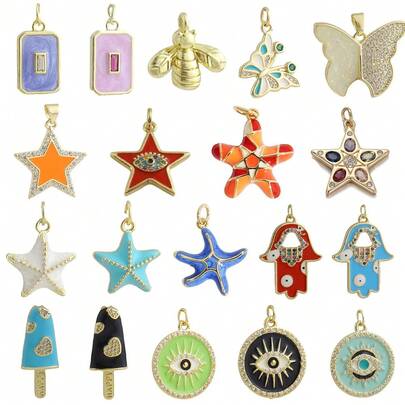 1pc Copper Micro-Inlaid Zirconia Unique Ice Cream Eye Butterfly Mini Pendant, DIY Bracelet, Necklace, Earring Jewelry Accessory