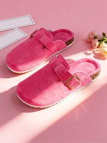 2026春夏新款时尚优雅女鞋，女士凉鞋、拖鞋、平底鞋、休闲鞋、沙滩鞋、粉色婚鞋/派对鞋、酒红色厚底凉鞋，情人节、送给女友、闺蜜的理想礼物 - 玫瑰紅 - 查看 13