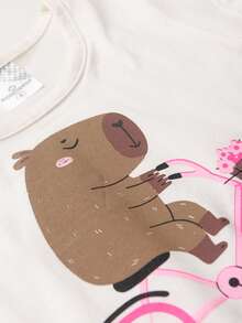 "Capy Lovers" Girl's Set – Capybara T-Shirt With Comfortable Shorts - Nhiều màu - Xem 6