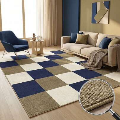 Diseño geométrico moderno, patrón de cuadros, tela de terciopelo dorado antiman chas, alfombra de terciopelo con patrón de rombos. Alfombra de estilo bohemio. Alfombra para la sala de estar. Alfombra de terciopelo rectangular de baja densidad con patrón de rombos, alfombra decorativa adecuada para la sala de estar, el dormitorio y la decoración del hogar en todas las estaciones. Suave y fácil de mantener, lavable a máquina. Aplicable para el pasillo, el jardín, el área exterior, el pasillo, la entrada