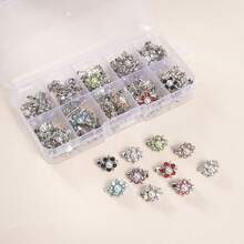 100枚/盒 可爱闪亮水晶水钻胸针别针，女士围巾/头巾配饰 - 彩色 - 查看 4